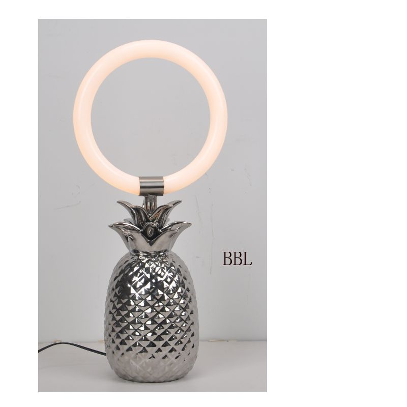 Lampa s LED tabulkou s keramickou ananasovou lampou a akrylovým kroužkem