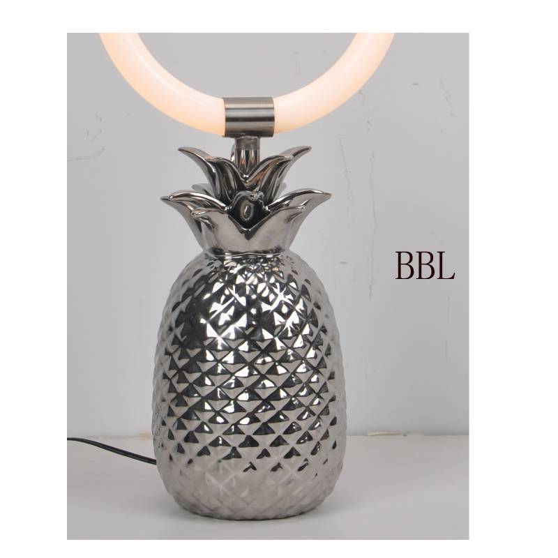 Lampa s LED tabulkou s keramickou ananasovou lampou a akrylovým kroužkem