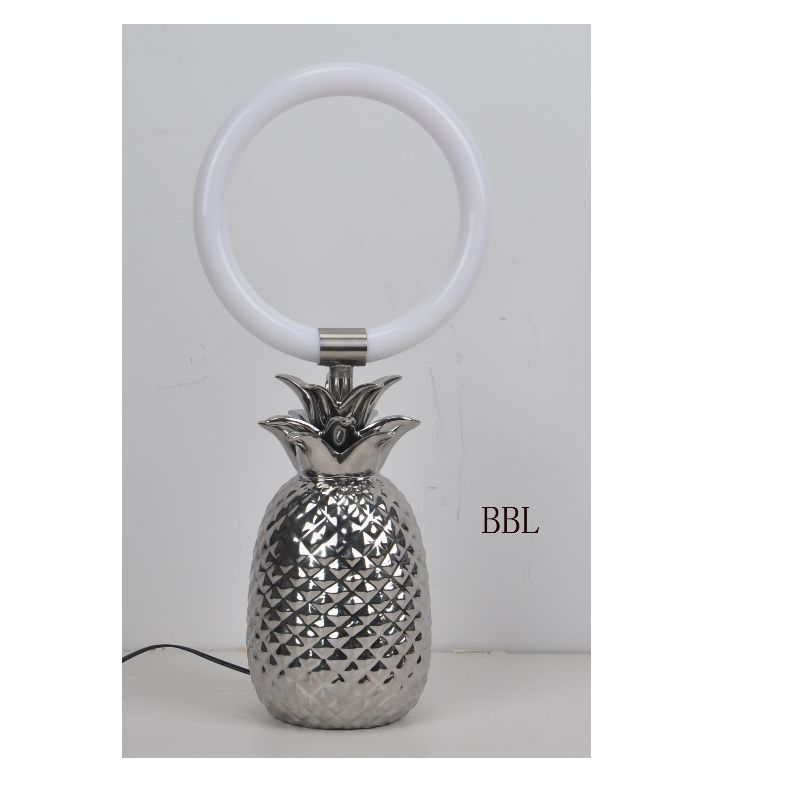Lampa s LED tabulkou s keramickou ananasovou lampou a akrylovým kroužkem