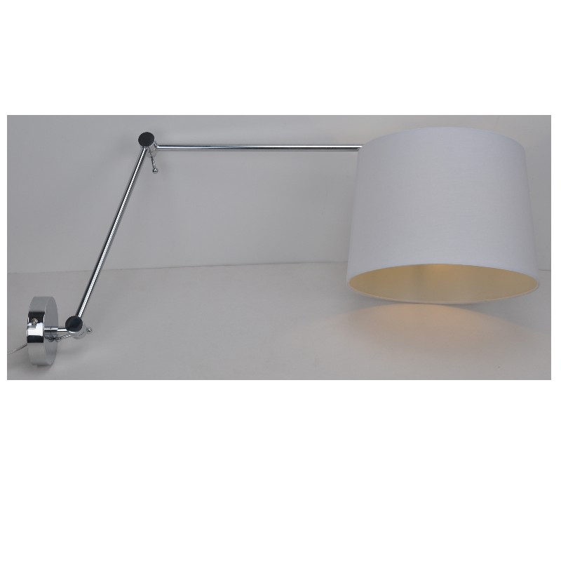 Nástěnná lampa s látkovým odstínem, dlouhé rameno s nastavitelnou funkcí