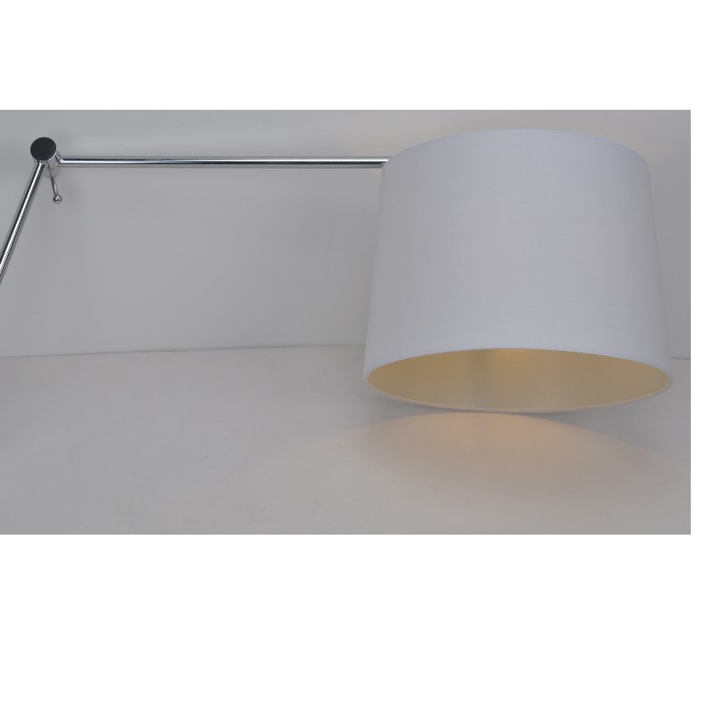 Nástěnná lampa s látkovým odstínem, dlouhé rameno s nastavitelnou funkcí