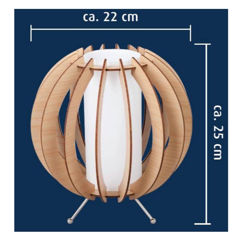 Stolní lampa z přírodního dřeva se skleněným stínem