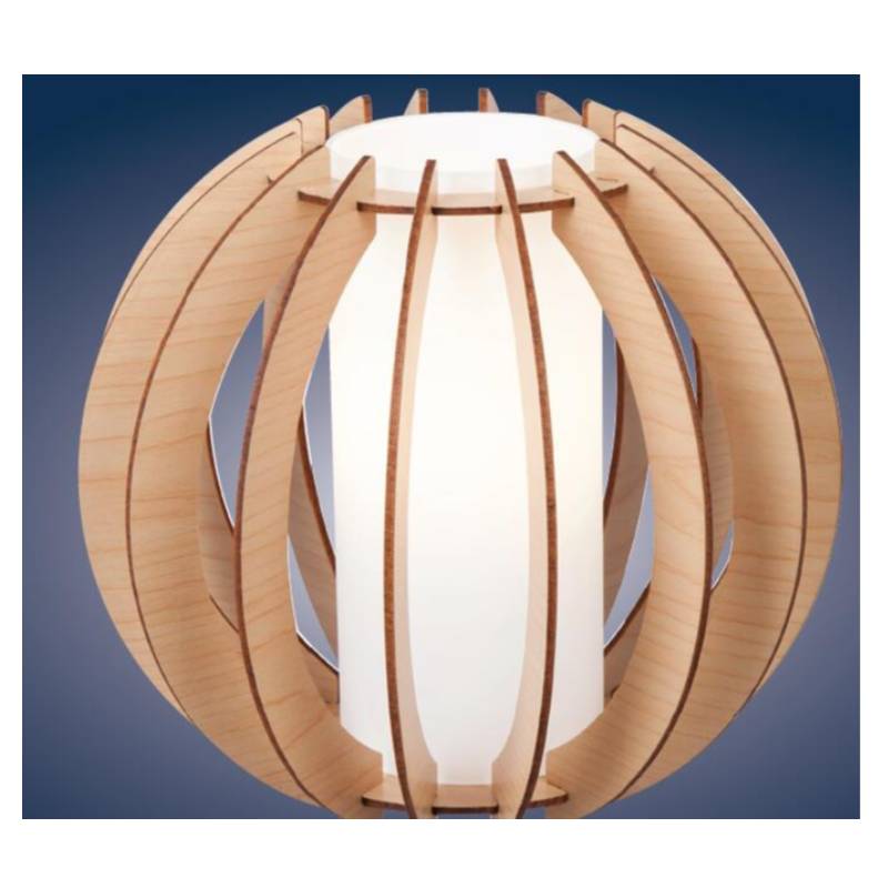 Stolní lampa z přírodního dřeva se skleněným stínem