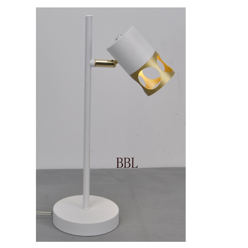 Modern í stolní lampa s bílým odstínem zlata
