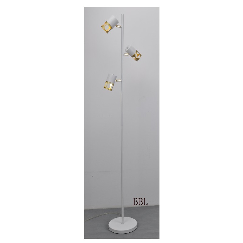 Modern í podlahová lampa s bílým odstínem zlata